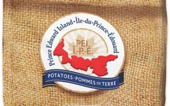 The PEI Potato brand. Close-up of a recently introduced paper bag