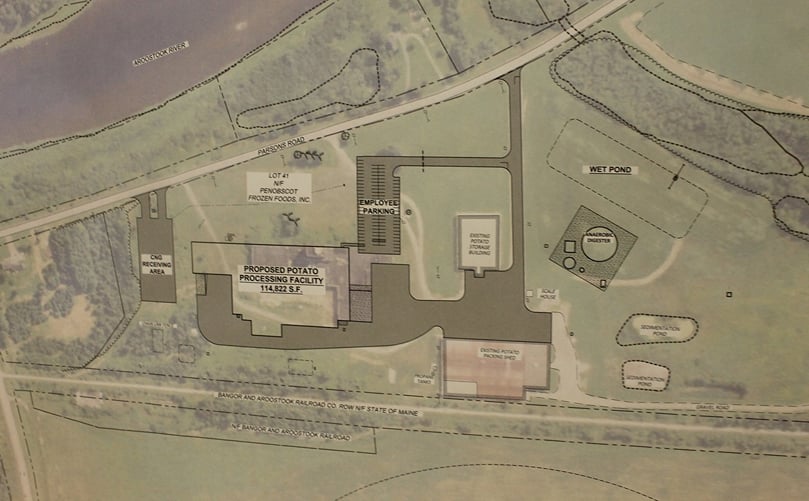 The site layout of the proposed Penobscot McCrum potato processing plant on Parsons Road in Washburn/Presque Isle.
(Courtesy: Anthony Brino | The Star-Herald) The site layout of the proposed Penobscot McCrum potato processing plant on Parsons Road in Washburn/Presque Isle.
(Courtesy: Anthony Brino | The Star-Herald)