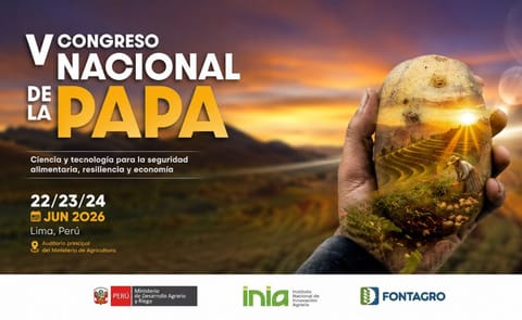 El Congreso Nacional de la Papa 2026 reunirá en Perú a investigadores, productores y representantes del sector para intercambiar conocimientos y analizar los desafíos y oportunidades de la cadena de la papa. El Congreso Nacional de la Papa 2026 reunirá en Perú a investigadores, productores y representantes del sector para intercambiar conocimientos y analizar los desafíos y oportunidades de la cadena de la papa.