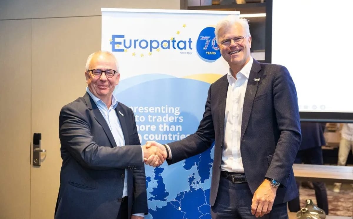 Peter Ton, newly appointed President of Europatat, receives congratulations from outgoing President Tigran Richter following the association’s Board elections at the 2026 Congress in Brussels. Peter Ton, newly appointed President of Europatat, receives congratulations from outgoing President Tigran Richter following the association’s Board elections at the 2026 Congress in Brussels.