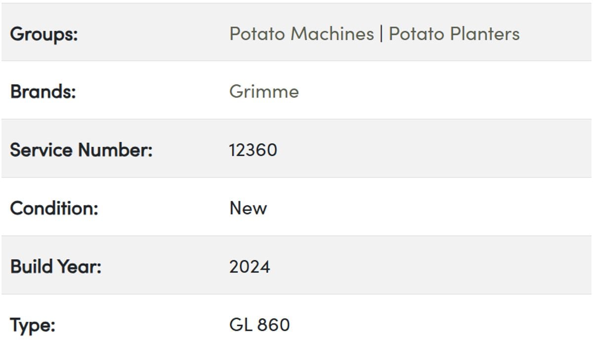  PGS Equipment - Grimme GL 860 Details