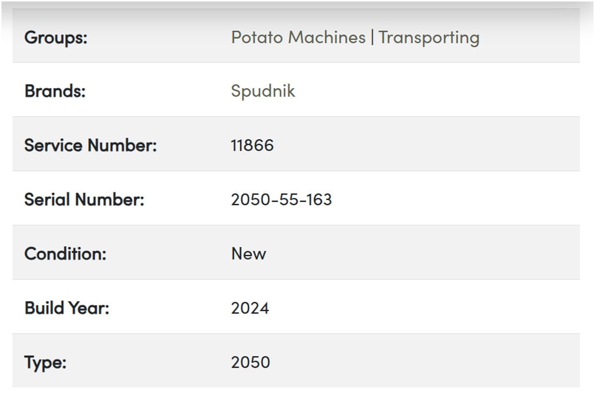 PGS Equipment - SPUDNIK 2050 (50' Semi Trailer Chain Bottom with Tarp) Details