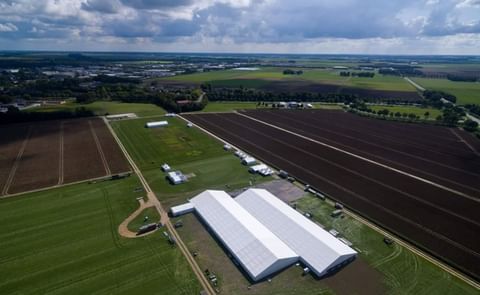 Aerial view of the Potato Europe 2017 trade show area in Emmeloord, The Netherlands. Aerial view of the Potato Europe 2017 trade show area in Emmeloord, The Netherlands.
