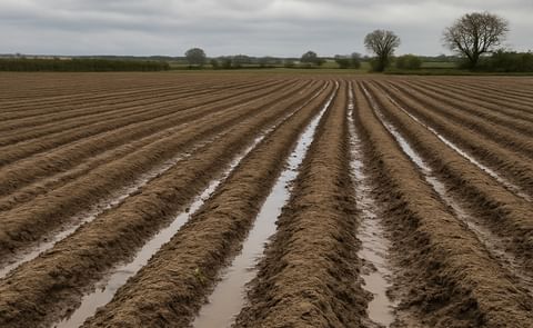 European potato field in rain European potato field in rain