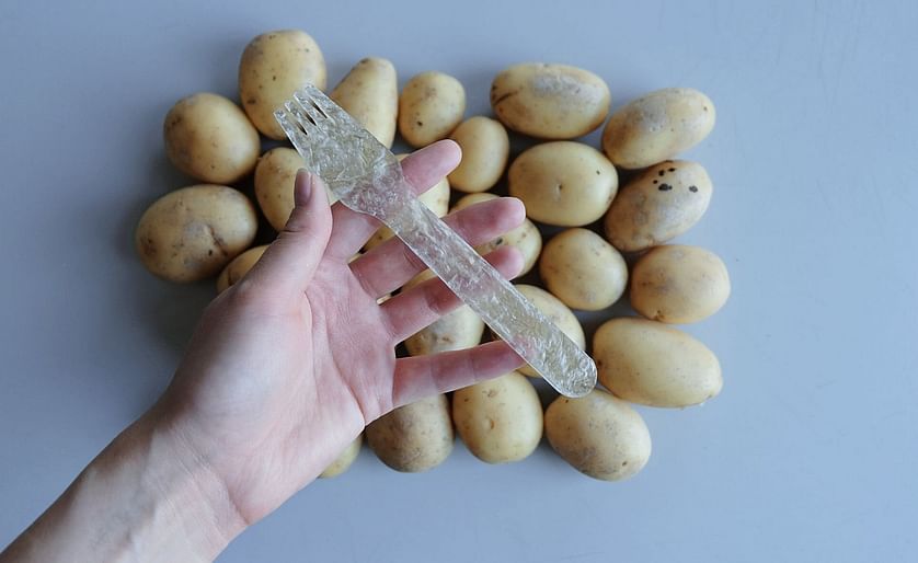 Potato Plastic is a biodegradable material made of potato starch that can be used for cutlery and straws and will decompose just two months after use (Courtesy: James Dyson Foundation)