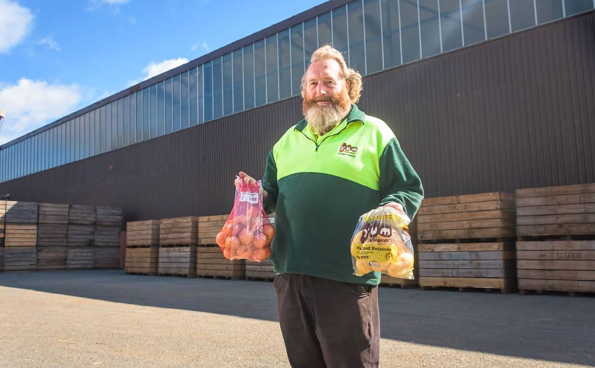 North-West Growth: Terrence Rattray at his Yum Tasmanian Gourmet Potato factory at East Devonport recently purchased Perfecta Produce diversifying into onions and cherries (Courtesy: Simon Sturzaker)