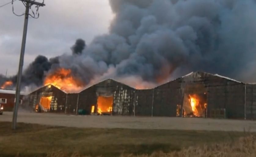 Fire Destroys Potato Storage buildings of Norman Crooks Farms