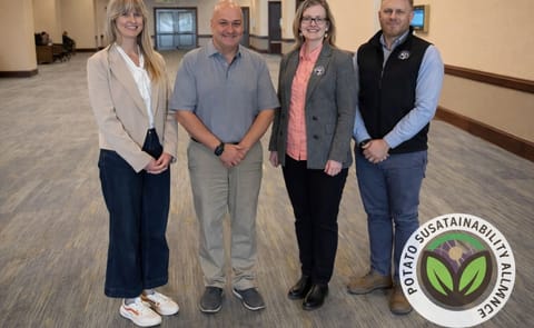 Members of the Potato Sustainability Alliance (PSA) 2026 Executive Committee, from left to right: Erika Wagner, Mike Wenkel, Tracy Shinners-Carnelley, and Ryan Vroegindewey, following leadership updates announced by the Alliance. Members of the Potato Sustainability Alliance (PSA) 2026 Executive Committee, from left to right: Erika Wagner, Mike Wenkel, Tracy Shinners-Carnelley, and Ryan Vroegindewey, following leadership updates announced by the Alliance.
