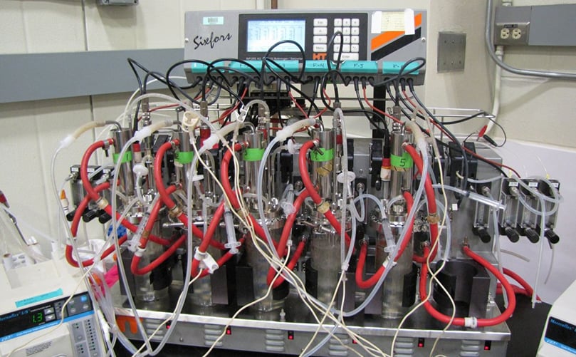 This reactor helps prepare an organic acid mixture for the bioleaching process, an environmentally friendly way to recycle rare earth elements from used electronics and industrial catalysts. Researchers at INL have discovered that potato wastewater is a cost-effective food source for Gluconobacter oxydans, the bacteria that produces the organic acid mixture. This reactor helps prepare an organic acid mixture for the bioleaching process, an environmentally friendly way to recycle rare earth elements from used electronics and industrial catalysts. Researchers at INL have discovered that potato wastewater is a cost-effective food source for Gluconobacter oxydans, the bacteria that produces the organic acid mixture.