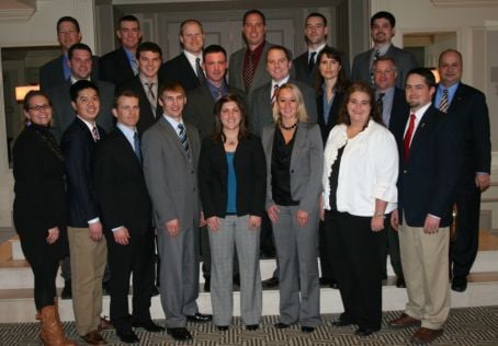 Participants in the 2013 Potato Industry Leadership Institute: (first row, left to right) Jennifer Coombs-Kelly, Elmer, N.J.;Christopher Wada, Idaho Falls, Idaho;Remington Kendall, Boise, Idaho;Blake Thorlund, Greenville, Mich.;Megan Mattive, Monte Vista, Colo.;Randi Hammer, Pasco, Wash.;Tanya Fell, La Salle, Colo.;Derek Peterson (2013 Grower Leader), Rexburg, Idaho;(middle row) Shawn Doyen, Mapleton, Maine;Mike Sitzmann, Tappen, N.D.;Adam Naslund, Cody, Neb.;Ryan Holterhoff, Moses Lake, Wash.;Jennifer Gogan, Houlton, Maine;Kerry Heilig, Moses Lake, Wash.;Michael Wenkel, Dewitt, Mich.;(back row) Jared Clavin, Oakdale, Calif.;Reed Tobol, Ronan, Mont.;Steven Tarbet, Mountain Home, Idaho;Klade Williams, Rupert, Idaho;Eric Schroeder, Antigo, Wisc.;Brad Knights, Stevens Point, Wisc. Participants in the 2013 Potato Industry Leadership Institute: (first row, left to right) Jennifer Coombs-Kelly, Elmer, N.J.;Christopher Wada, Idaho Falls, Idaho;Remington Kendall, Boise, Idaho;Blake Thorlund, Greenville, Mich.;Megan Mattive, Monte Vista, Colo.;Randi Hammer, Pasco, Wash.;Tanya Fell, La Salle, Colo.;Derek Peterson (2013 Grower Leader), Rexburg, Idaho;(middle row) Shawn Doyen, Mapleton, Maine;Mike Sitzmann, Tappen, N.D.;Adam Naslund, Cody, Neb.;Ryan Holterhoff, Moses Lake, Wash.;Jennifer Gogan, Houlton, Maine;Kerry Heilig, Moses Lake, Wash.;Michael Wenkel, Dewitt, Mich.;(back row) Jared Clavin, Oakdale, Calif.;Reed Tobol, Ronan, Mont.;Steven Tarbet, Mountain Home, Idaho;Klade Williams, Rupert, Idaho;Eric Schroeder, Antigo, Wisc.;Brad Knights, Stevens Point, Wisc.