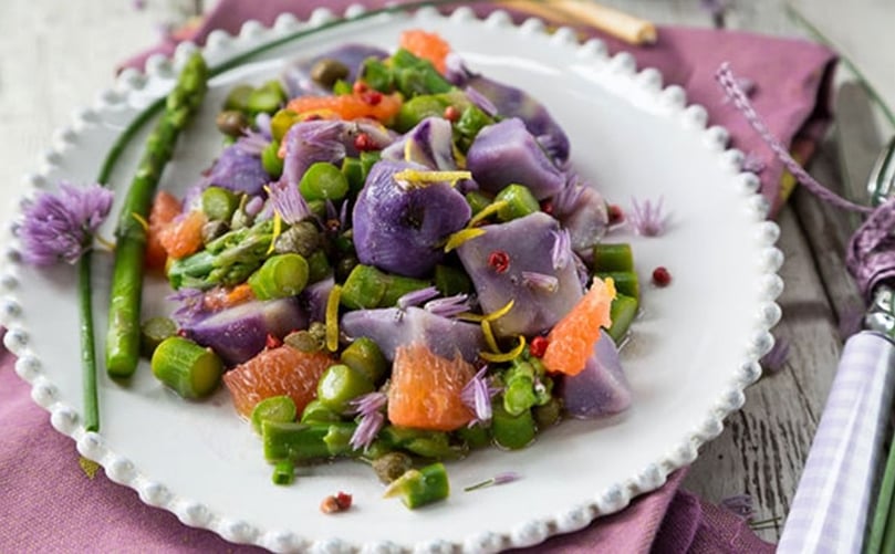 Substituting them for a lighter flesh potato is a great way to add more color and interest to your meals — after all, you really do eat with your eyes. (Courtesy: Skinnyms) Substituting them for a lighter flesh potato is a great way to add more color and interest to your meals — after all, you really do eat with your eyes. (Courtesy: Skinnyms)