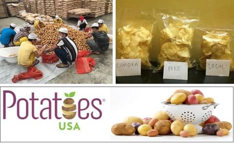 Potatoes USA has distributed chip-stock potatoes to four local potato chip manufacturers in Myanmar to conduct product trials. Potatoes USA has distributed chip-stock potatoes to four local potato chip manufacturers in Myanmar to conduct product trials.