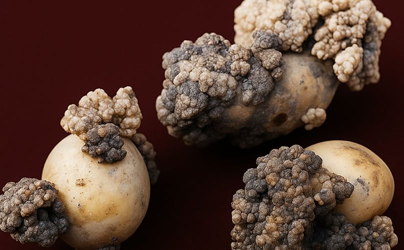 Severe Potato Wart Symptoms Affecting Tuber Development