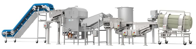 PPM Technologies Continuous Rotary Snack Fryer & Slurry Coating System