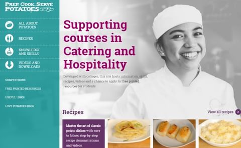 Prep, Cook, Serve Potatoes (prepcookservepotatoes.org.uk) completes the trio of educational projects from AHDB Potatoes, focusing on primary, secondary and now, college learning. Prep, Cook, Serve Potatoes (prepcookservepotatoes.org.uk) completes the trio of educational projects from AHDB Potatoes, focusing on primary, secondary and now, college learning.