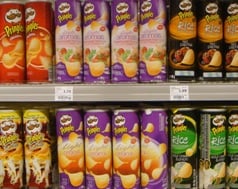 Pringles on the supermarket shelf in The Netherlands Pringles on the supermarket shelf (Netherlands)