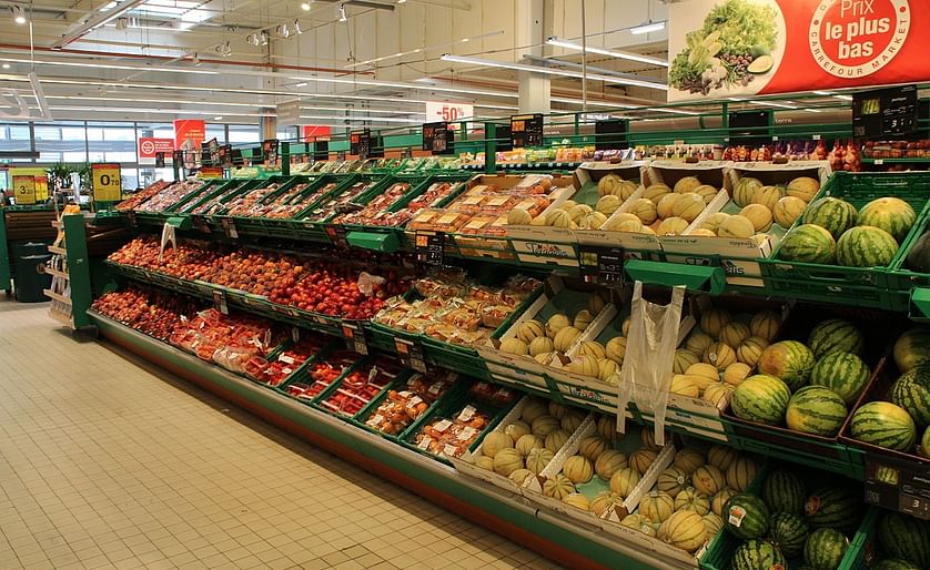Part of the produce section of a Carrefour supermarket in France. Carrefour, France’s biggest supermarket group said it welcomed the law, which would build on food donations its supermarkets already made.