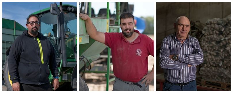 Óscar Joga y Javier Losada, productores de patata de A Limia y Francisco Paz, almacenista (de izquierda a derecha)