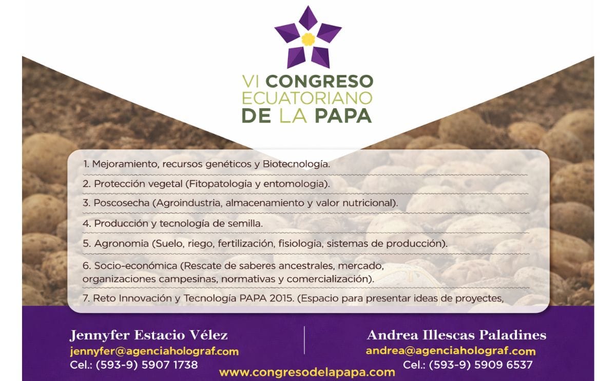 VI Congreso Ecuatoriano de la Papa (Ibarra, 8-11 de julio de 2015) VI Congreso Ecuatoriano de la Papa (Ibarra, 8-11 de julio de 2015)