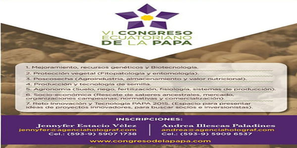 VI Congreso Ecuatoriano de la Papa (Ibarra, 8-11 de julio de 2015)
