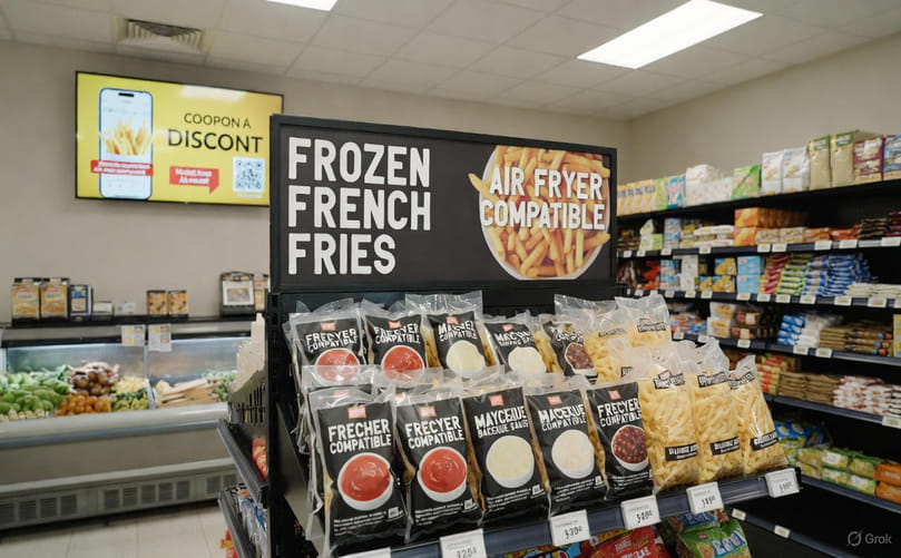 Frozen French Fries Retail Display: Air Fryer Bundles, Sauce Pairings & App-Exclusive Deals