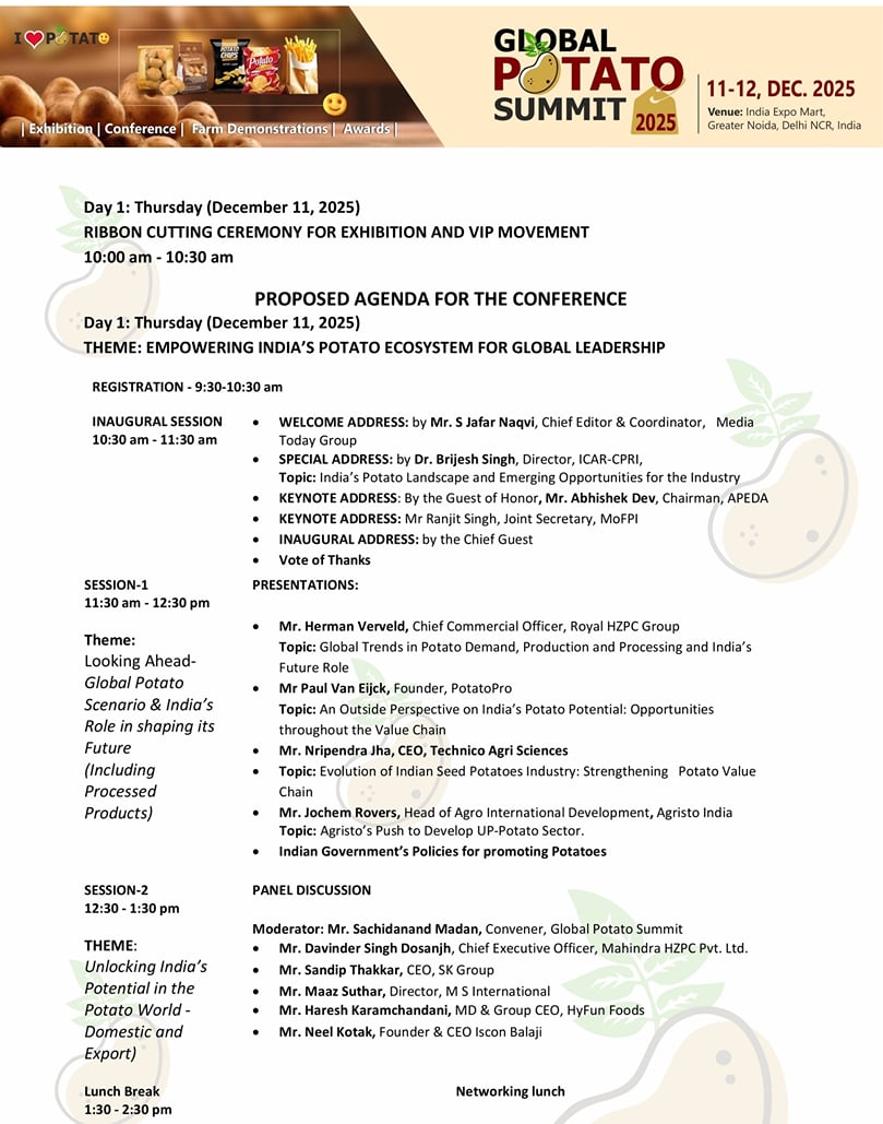 Proposed Agenda for the Global Potato Summit 2025