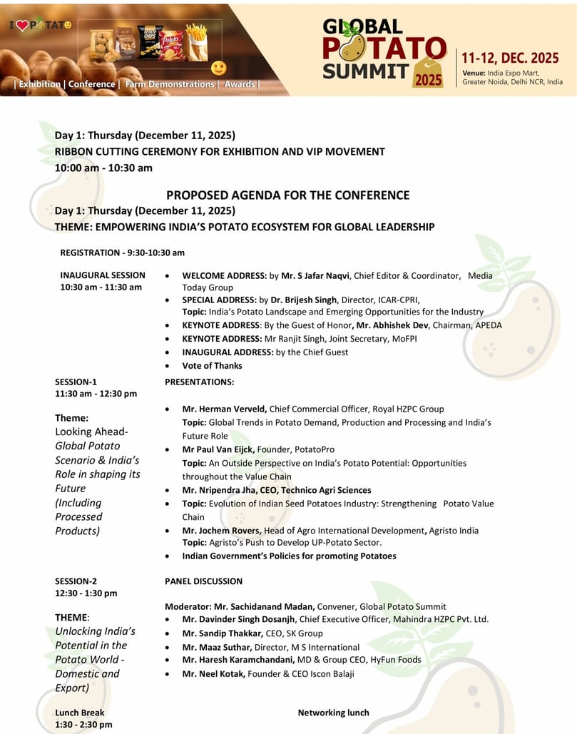 Proposed Agenda for the Global Potato Summit 2025