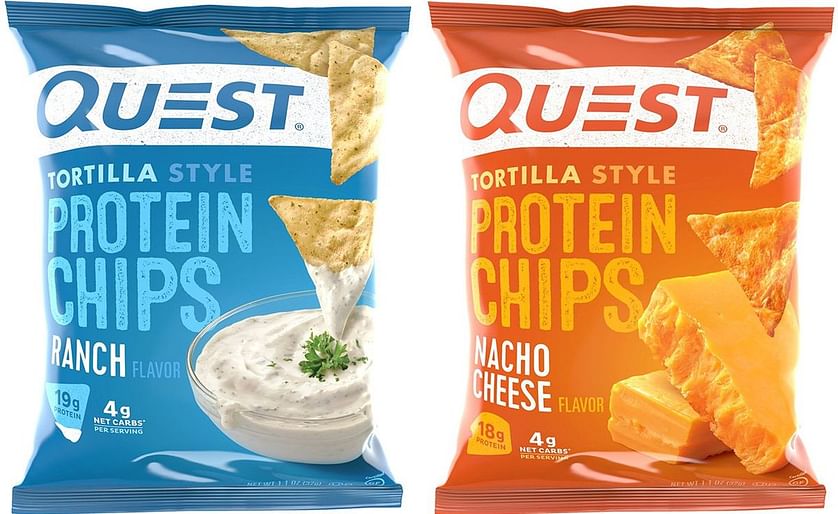 Quest Nutrition high-protein tortilla chips are available in the flavors Nacho Cheese and Ranch