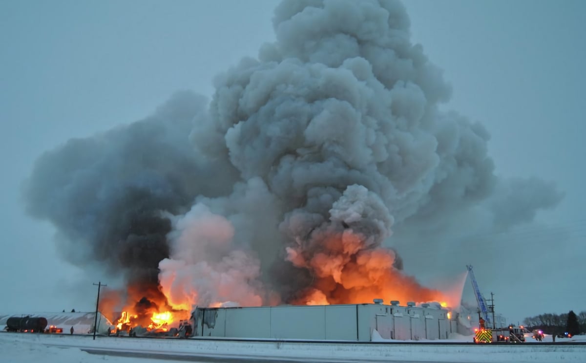 R.D. Offutt warehouse in Minnesota burns down (Elizabeth Huwe, Perham Focus) R.D. Offutt warehouse in Minnesota burns down (Elizabeth Huwe, Perham Focus)