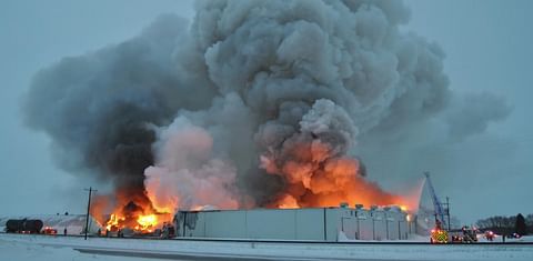 R.D. Offutt warehouse in Minnesota burns down (Elizabeth Huwe, Perham Focus)