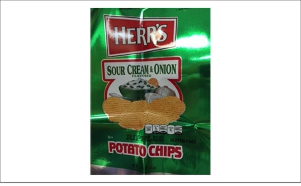 Herr's issued Recall of Select Bags of 1.875 oz. Sour Cream and Onion Potato Chips with Packaging Error
