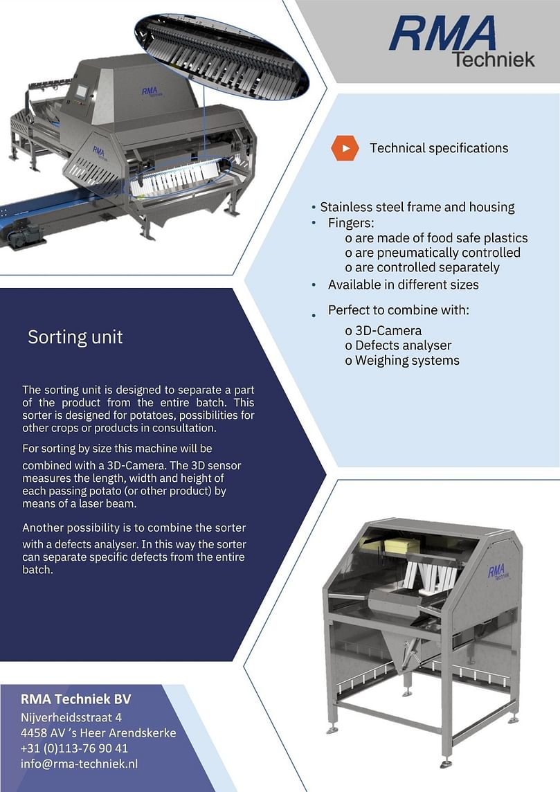 RMA Techniek - Folleto del clasificador óptico de tamaño