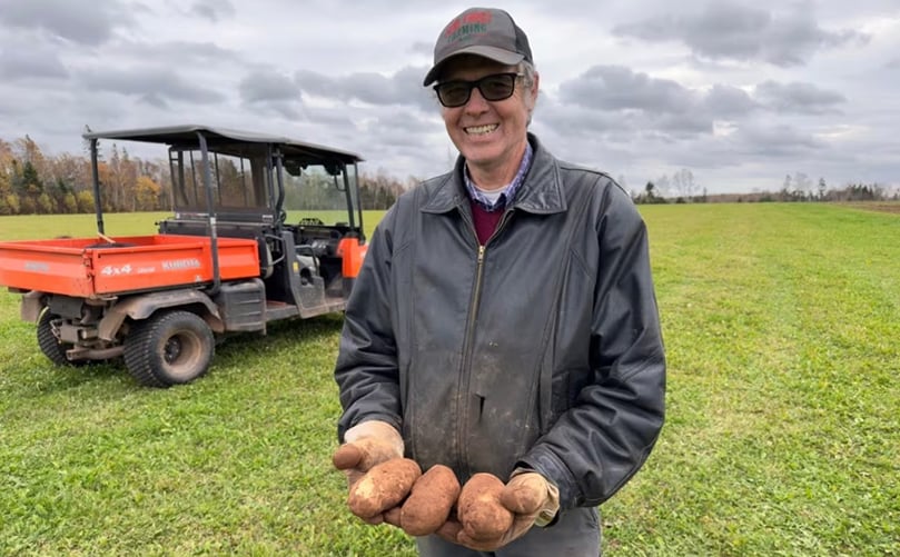 Roger Henry says he was 'surprised' at the size of some of the potatoes harvested from the Plowdown Challenge field.(Courtesy: CBC) Roger Henry says he was 'surprised' at the size of some of the potatoes harvested from the Plowdown Challenge field.(Courtesy: CBC)