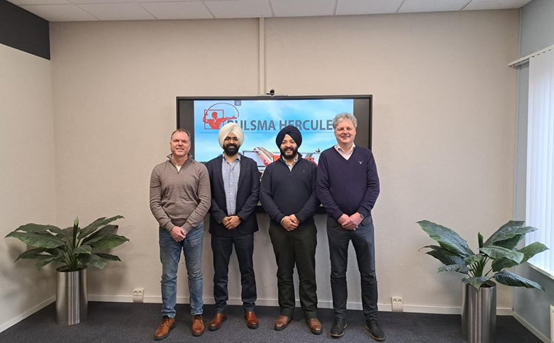 Strengthening ties: Ross Enterprises partners with Bijlsma Hercules to bring world-class agricultural storage solutions to India. From left to right: Willem Beimers (Bijlsma Hercules), Gurjot Bahia (Ross Enterprises), Gursher Kahlon (Ross Enterprises), Jan Bijlsma (Bijlsma Hercules). Strengthening ties: Ross Enterprises partners with Bijlsma Hercules to bring world-class agricultural storage solutions to India. From left to right: Willem Beimers (Bijlsma Hercules), Gurjot Bahia (Ross Enterprises), Gursher Kahlon (Ross Enterprises), Jan Bijlsma (Bijlsma Hercules).