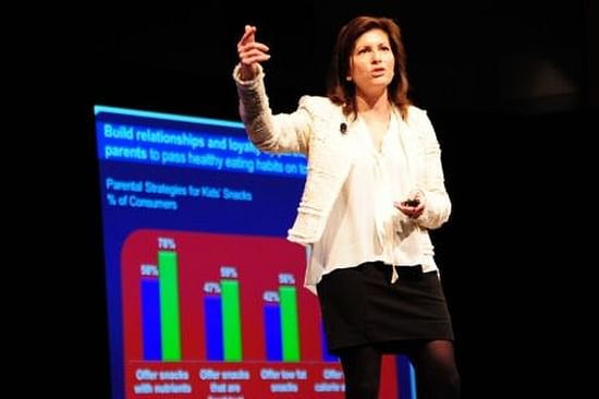 Sally Lyons Wyatt at Snaxpo, presenting "State of the snack food Industry" in 2012