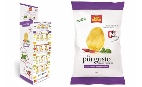 Più Gusto Mint and Chili Pepper: created by Italians, produced by San Carlo. Più Gusto Mint and Chili Pepper: created by Italians, produced by San Carlo.