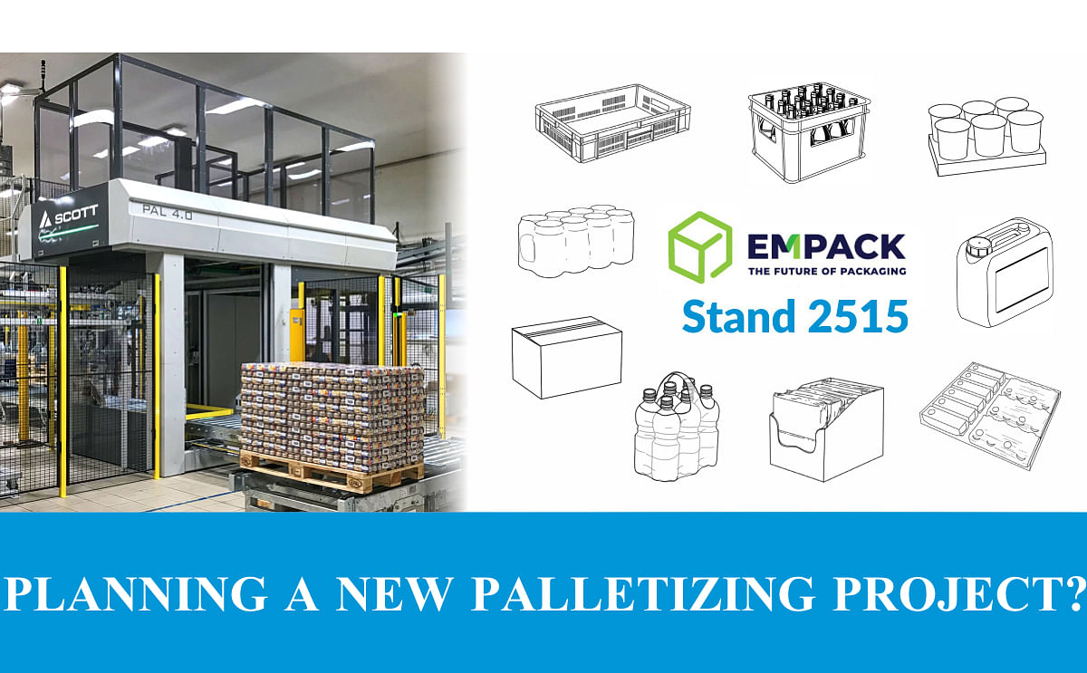 Scott Automation introduces innovative technologies for the packaging industry at Empack Ghent 2022, including their latest end-of-line and multiline palletising system Pal 4.0.