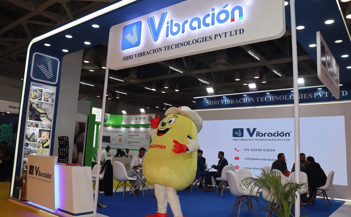 Shri Vibracion Technologies’ pavilion at the Global Potato Summit 2025, showcasing next-generation vibratory handling solutions for frozen, snack and processed potato applications. Shri Vibracion Technologies’ pavilion at the Global Potato Summit 2025, showcasing next-generation vibratory handling solutions for frozen, snack and processed potato applications.