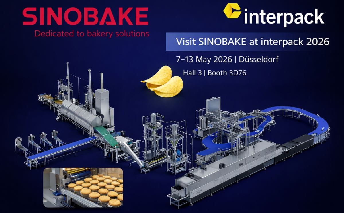 Meet SINOBAKE at Interpack 2026 – Hall 3, Booth 3D76, Düsseldorf. Meet SINOBAKE at Interpack 2026 – Hall 3, Booth 3D76, Düsseldorf.