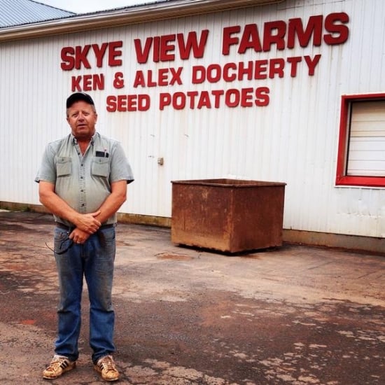 Alex Docherty, 5th generation farmer and owner and operator of Skye View Farms Ltd., growing seed and tablestock potatoes Alex Docherty, 5th generation farmer and owner and operator of Skye View Farms Ltd., growing seed and tablestock potatoes