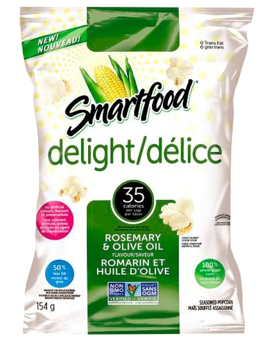 Smartfood Delight Rosemary and Olive Oil Popcorn (Canadian version shown) Smartfood Delight Rosemary and Olive Oil Popcorn (Canadian version shown)