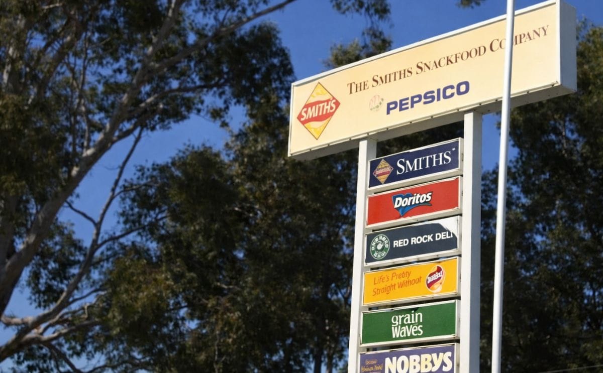 Sign in front of the Smith's Snackfood Company in Canning Vale in Western Australia