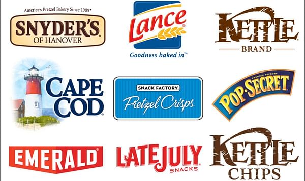 Snyder's - Lance core brands: Snyder's of Hanover, Lance, Kettle Brand (United States), Cape Cod, Snack Factory Pretzel Crisps, Pop Secret, Emerald, Late July and KETTLE Chips (United Kingdom)