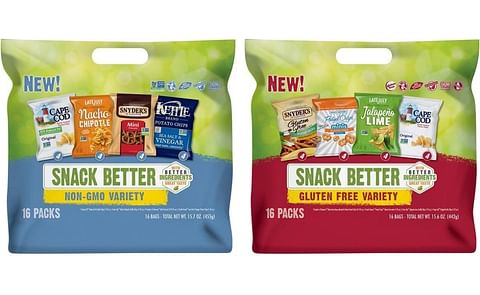 Two of the four new Snyder`s - Lance `snack better` multi-brand snack packs focused on specific consumer demands: Non-GMO (left) and Gluten Free (right) Two of the four new Snyder`s - Lance `snack better` multi-brand snack packs focused on specific consumer demands: Non-GMO (left) and Gluten Free (right)