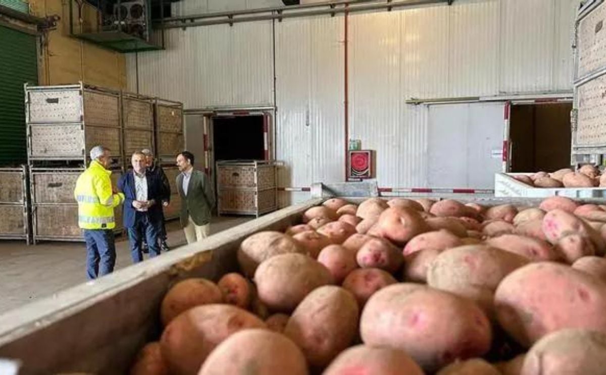 Lope Afonso y Valentín González durante la visita a la antigua cooperativa de Benijos Lope Afonso y Valentín González durante la visita a la antigua cooperativa de Benijos