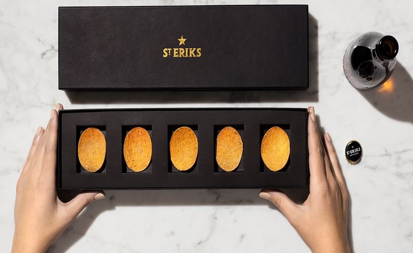 Starting from the premise that an exclusive beer requires an exclusive snack, the Swedish brewery St. Eriks prepared a beautifully designed box containing 5 hand-made potato chips (of course from potatoes planted and harvested by hand as well).
