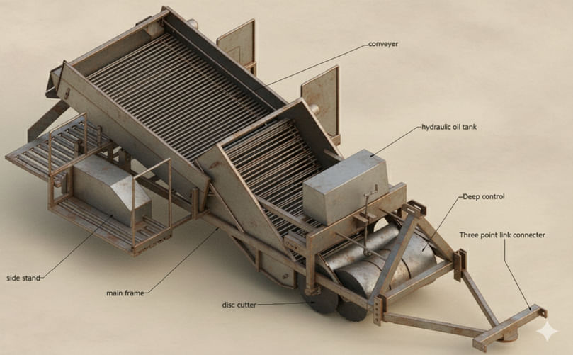 Step-by-Step Working Mechanism of a Modern Potato Harvester (Lifting to Collection)