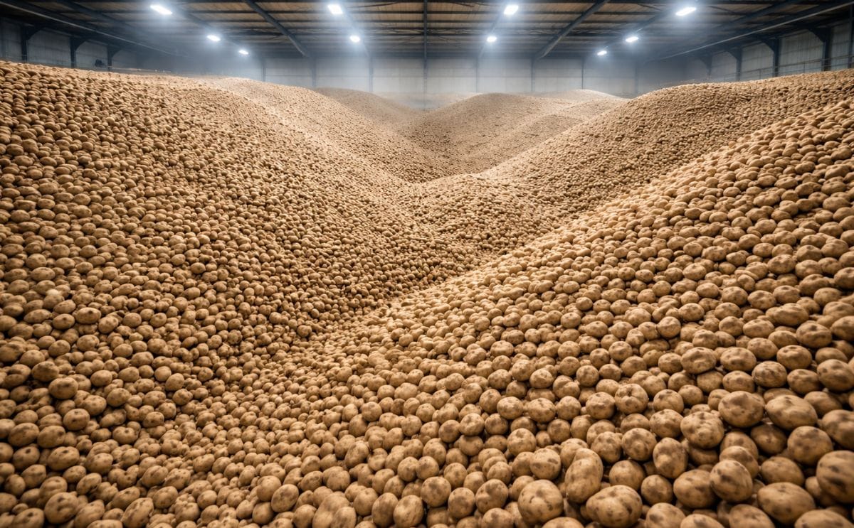 Stock of potatoes