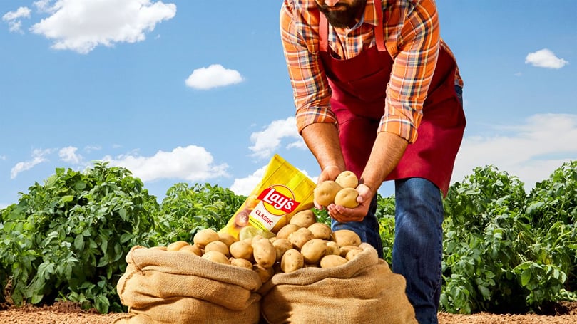 Every Lay’s chip starts on the farm — with real, carefully grown potatoes harvested by family farmers across North America. Every Lay’s chip starts on the farm — with real, carefully grown potatoes harvested by family farmers across North America.