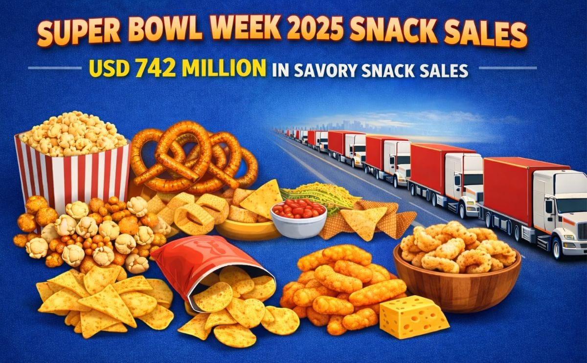 Savory snack food sales reached USD 742 million during Super Bowl Week 2025, highlighting strong consumer demand across categories such as chips, popcorn, pretzels, cheese snacks, and pork rinds, according to Circana data commissioned by SNAC International